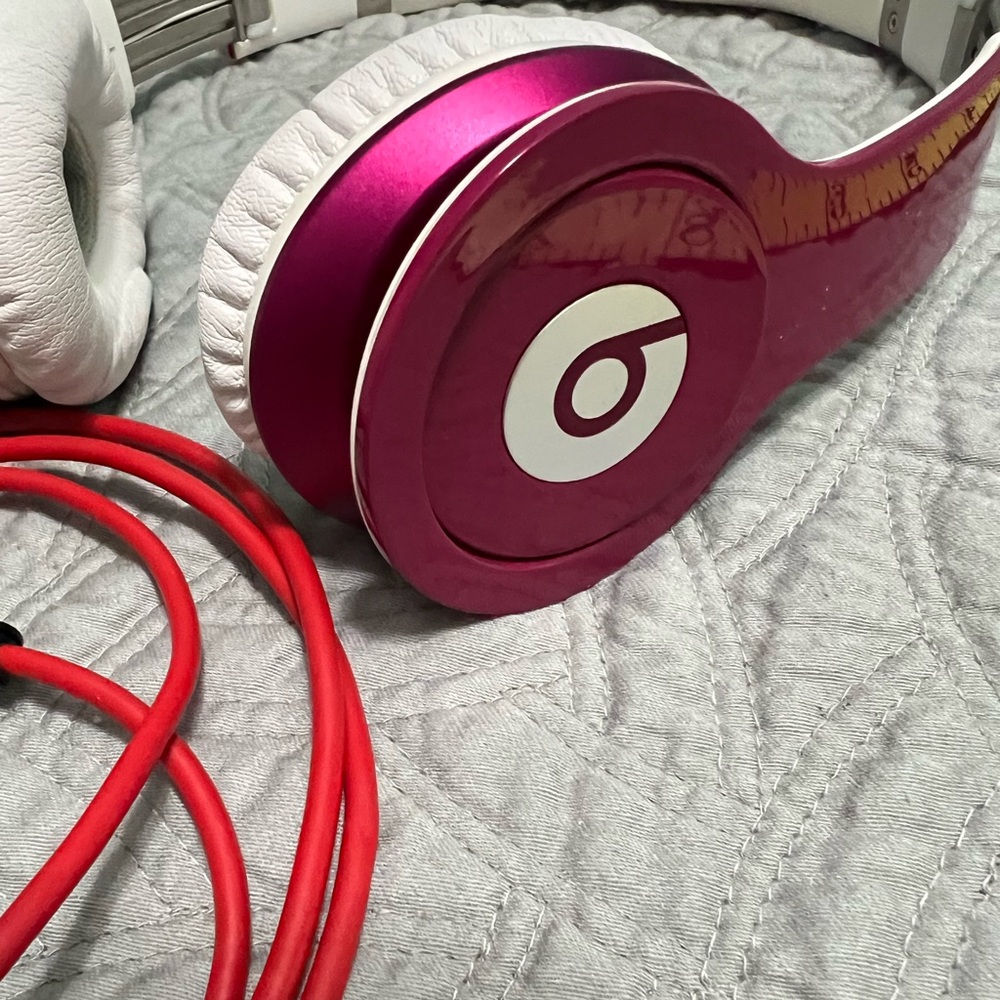 Beats by Dre Pink Headphones with Red Cable